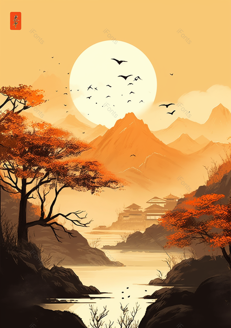 大自然二十四节气之霜降背景,插画/手绘图,插画/手绘图库,插画/手绘图下载,插画/手绘